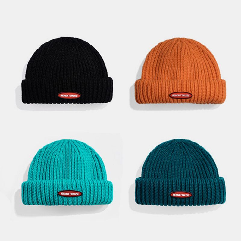 Unisex Cotton Dome Patch Knitted Cap Street Hip Hop Sunshade Brimless Beanie Hat