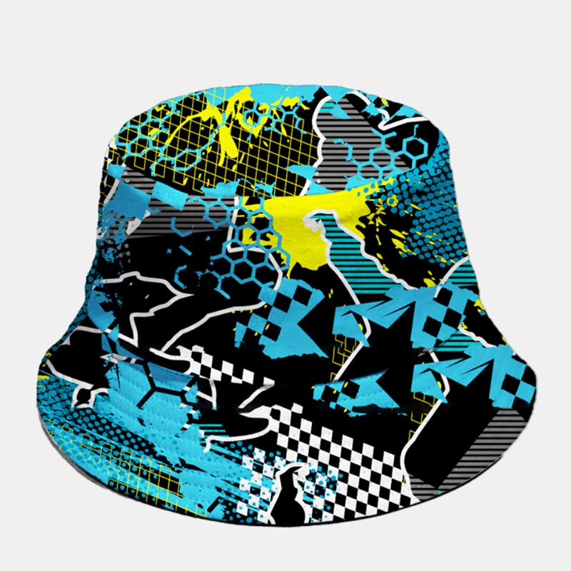 Unisex Cotton Overlay Sport Game Printing Fashion Sunshade Bucket Hat