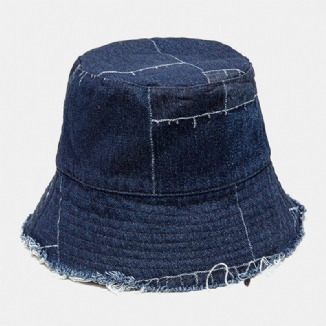 Unisex-denim Distressed Frayed Edge Vintage Lässiger Sonnenschirm Faltbare Flache Hüte Bucket Hats