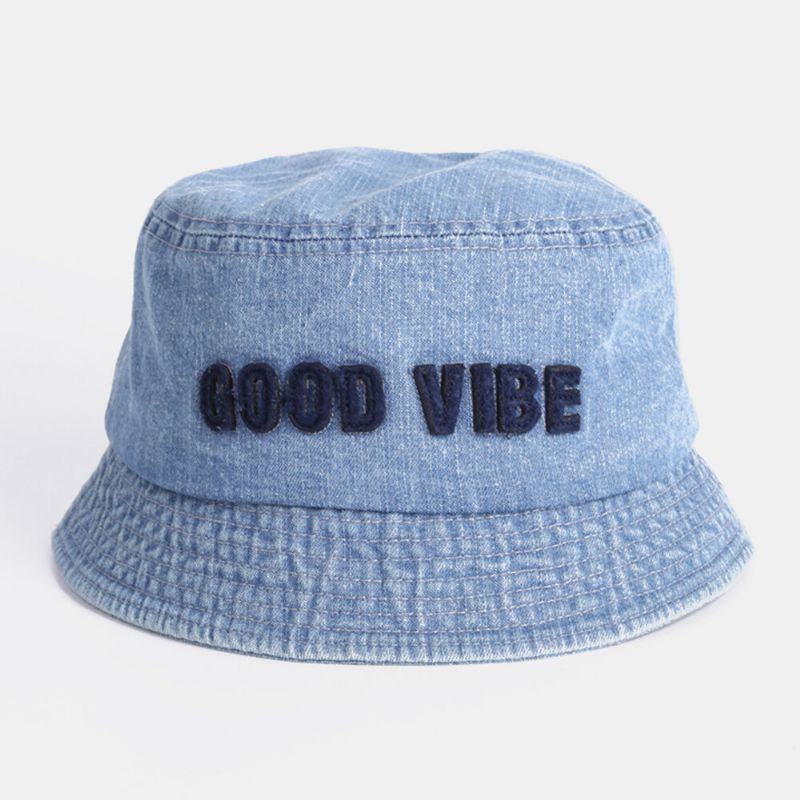 Unisex Denim Made-old Letters Muster Fashion Outdoor Sunshade Bucket Hat