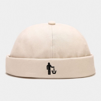 Unisex Dünne Schurken-stickmuster No Brim Skull Cap Lässige Outdoor-verstellbare Sonnenschutz-melone-cap Beanie Landlord Cap