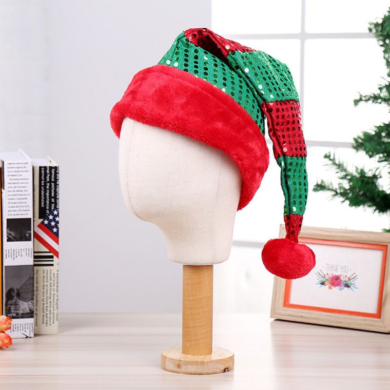 Unisex Festive Christmas Outdoor Dance Party Cosplay Clown Contrast Color Pailletten Brimless Hat