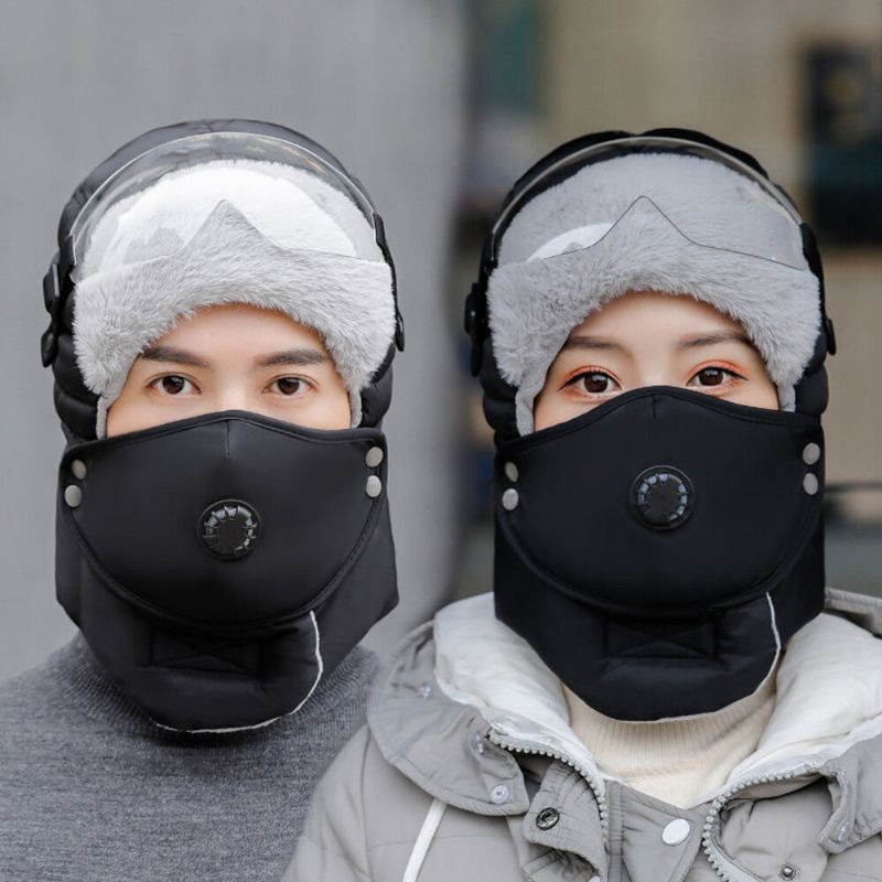 Unisex Herbst Winter Warme Trappermütze Mit Brille Erwachsene Outdoor Radfahren Winddichter Gehörschutz Verdicken Bombermützen Skimützen