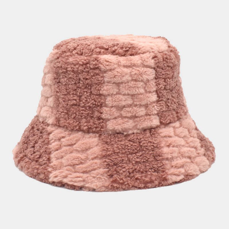 Unisex Lammhaar Kontrastfarbe Lässiger Warmer Paarhut Fischerhut