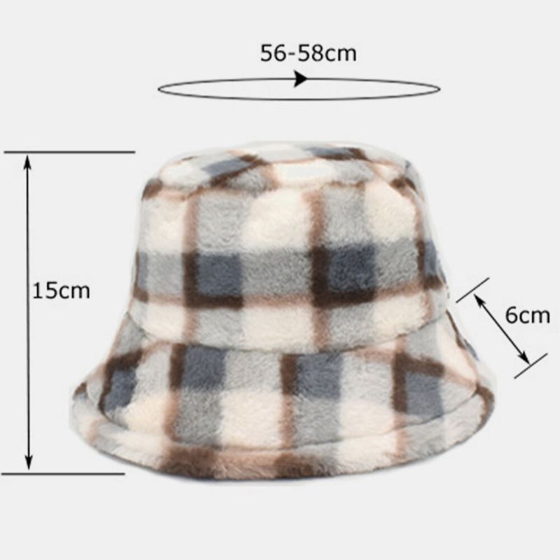 Unisex-lammhaar-kontrastfarbe Warmer Casual-paar-hut Bucket Hat