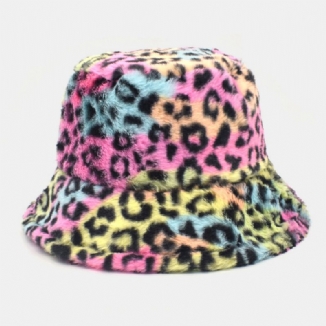 Unisex Lammhaar Weich Warm Lässig All-match Süßer Bucket Hat Mit Kuhmuster