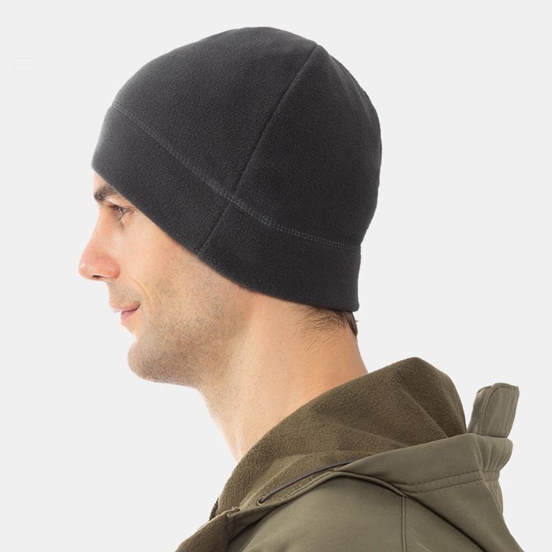 Unisex-mütze Einfarbig Kälteschutz Wärme Polarfleece-mütze Outdoor-sport Skifahren Reiten Randlose Beanie-mütze