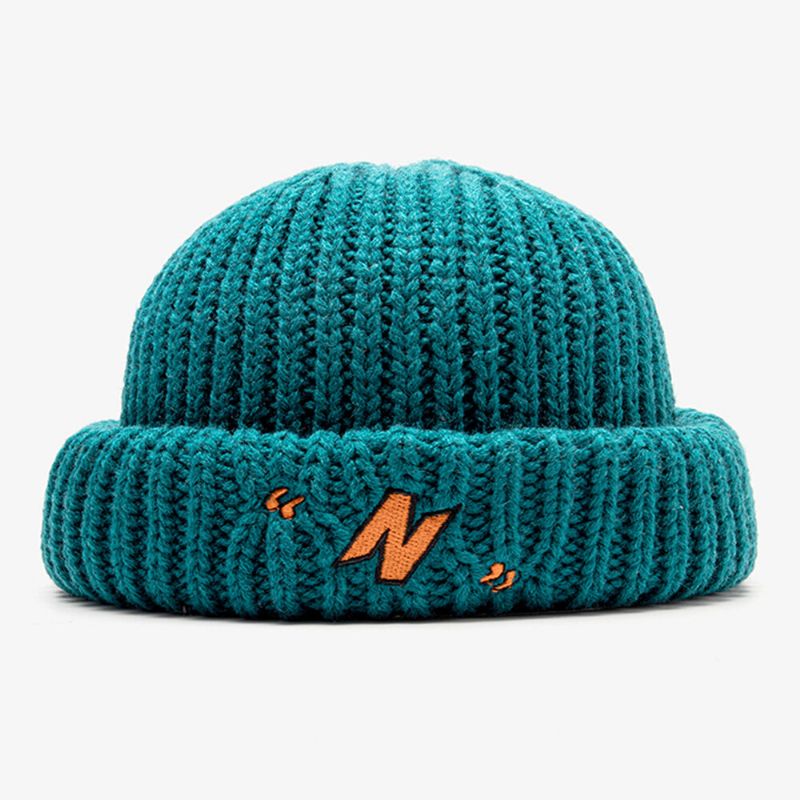 Unisex N-buchstaben-muster Strickmützen Mode Lässige Verstellbare Elastische Mütze Schädelmütze Randlose Beanie Landlord Cap