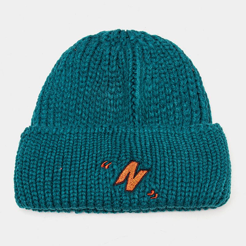 Unisex N-buchstaben-muster Strickmützen Mode Lässige Verstellbare Elastische Mütze Schädelmütze Randlose Beanie Landlord Cap