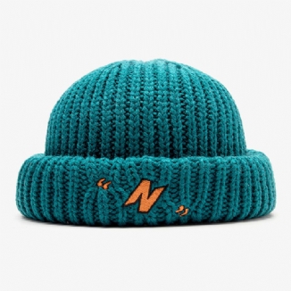 Unisex N-buchstaben-muster Strickmützen Mode Lässige Verstellbare Elastische Mütze Schädelmütze Randlose Beanie Landlord Cap