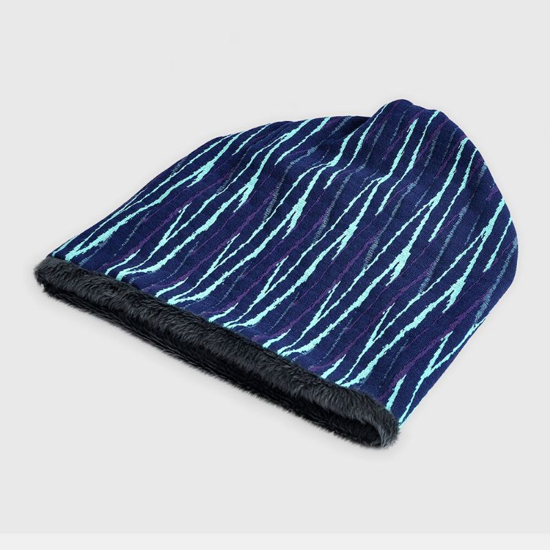 Unisex Plus Samt Dicke Warmhalten Reiten Outdoot Streifenmuster Mehrzweck-schal Kopfbedeckung Beanie