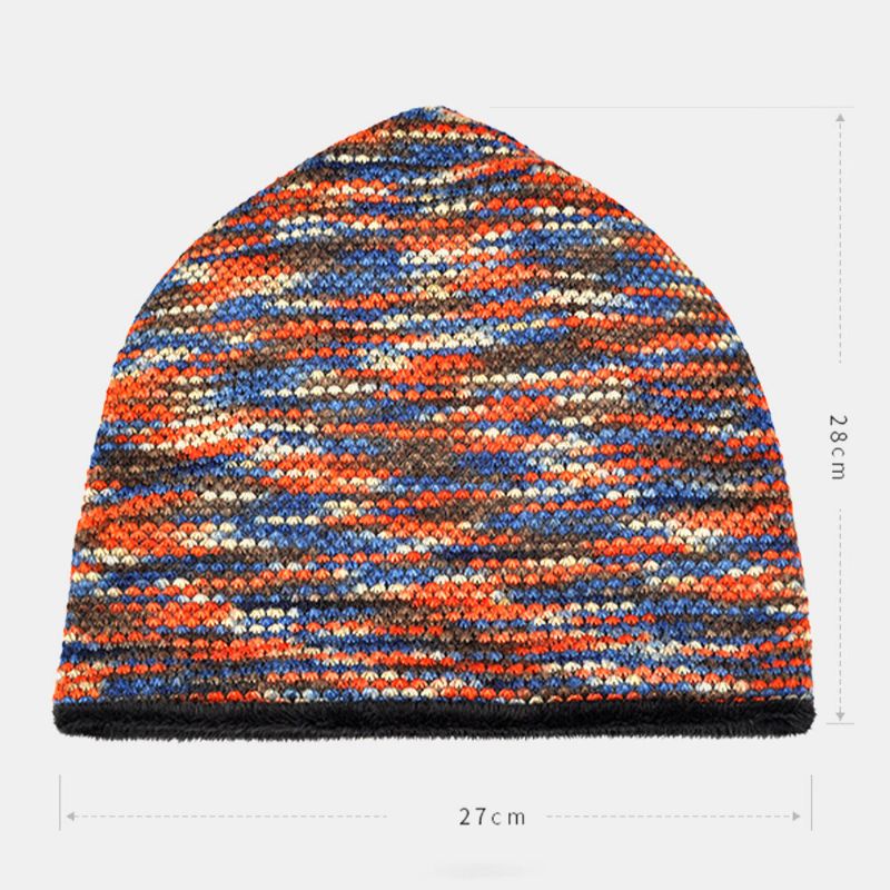 Unisex Plus Samt Warm Dicke Draußen Gemischte Farbe Lässige Persönlichkeit Brimless Beanie