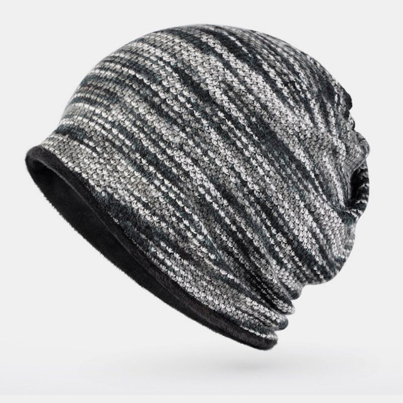 Unisex Plus Samt Warm Dicke Draußen Gemischte Farbe Lässige Persönlichkeit Brimless Beanie