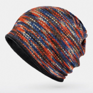 Unisex Plus Samt Warm Dicke Draußen Gemischte Farbe Lässige Persönlichkeit Brimless Beanie