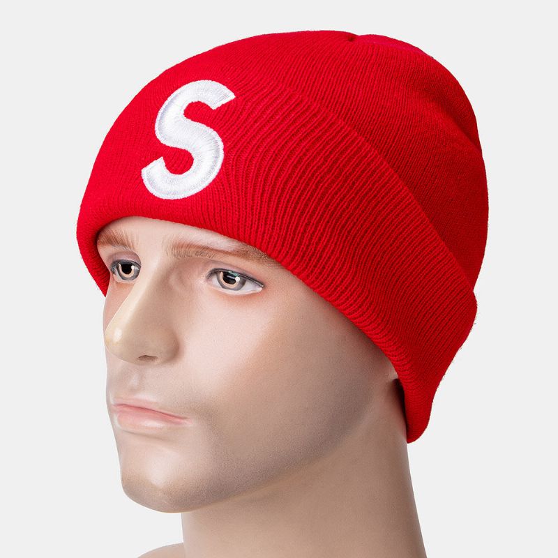 Unisex-plüsch-s-buchstaben-stickerei Hip-hop Warm Brimless Beanie Landlord Cap Strickmütze