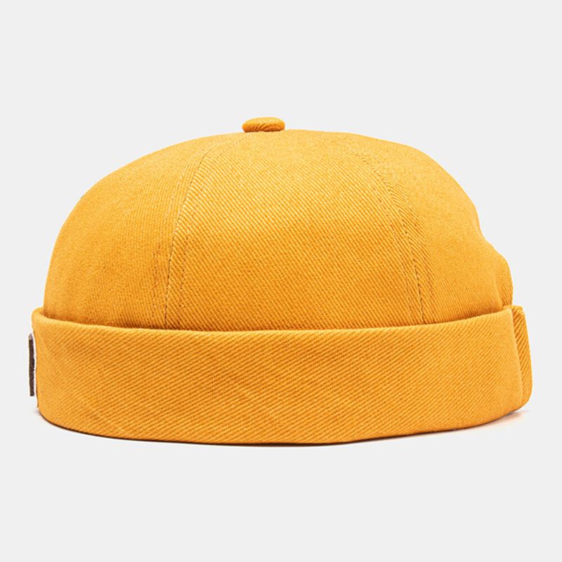 Unisex Polyester Baumwolle Einfarbig Rivet Pu Label All-match Brimless Beanie Landlord Cap Skull Cap