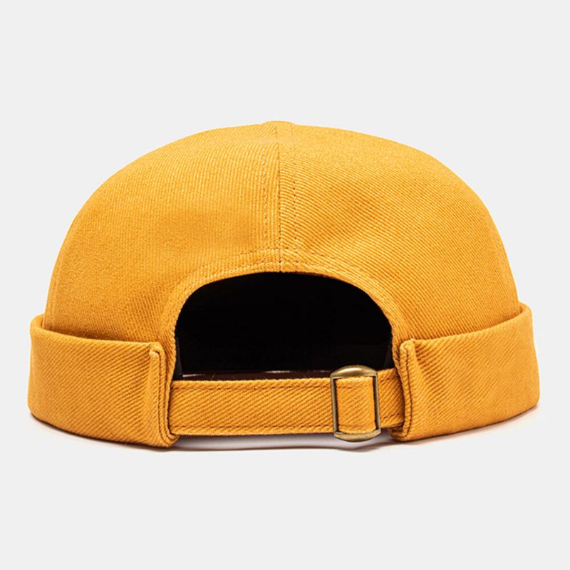 Unisex Polyester Baumwolle Einfarbig Rivet Pu Label All-match Brimless Beanie Landlord Cap Skull Cap