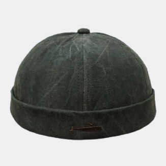 Unisex-schädelmütze Mit Cartoon-fischmuster-stickerei Baumwolle Gewaschene Randlose Beanie-mütze Landlord Cap