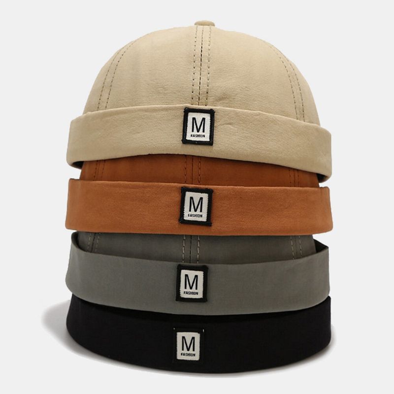 Unisex Splicing M Letter Street Hip-hop Landlord Hat Modische Verstellbare Sonnenblende Randlose Beanie-schädelkappe