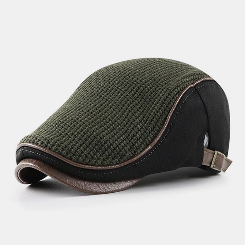 Unisex Stitching Knit Atmungsaktive Baskenmützen Outdoor Herbst Winter Warm Winddicht Visor Newsboy Cap Flat Hat