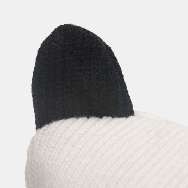 Unisex-strickmütze Cartoon-panda-kopfform-stickerei Mode-wärme-bördel-beanie-mütze