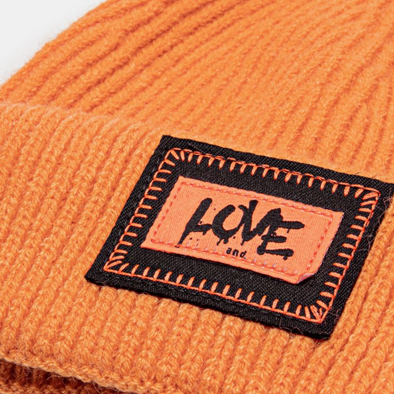 Unisex-strickmütze Mit Buchstabenmuster Und Randlosem Bördelrand Für Outdoor-wärme-mütze Landlord Cap Skull Cap