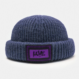 Unisex-strickmütze Mit Buchstabenmuster Und Randlosem Bördelrand Für Outdoor-wärme-mütze Landlord Cap Skull Cap