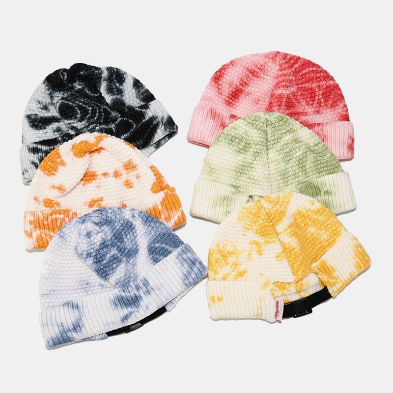 Unisex-strickmütze Mit Unregelmäßigem Batikmuster Street Hip Hop Verstellbar Atmungsaktiv Warm Sonnenschutz Landlord-mütze Beanie-schädelmütze