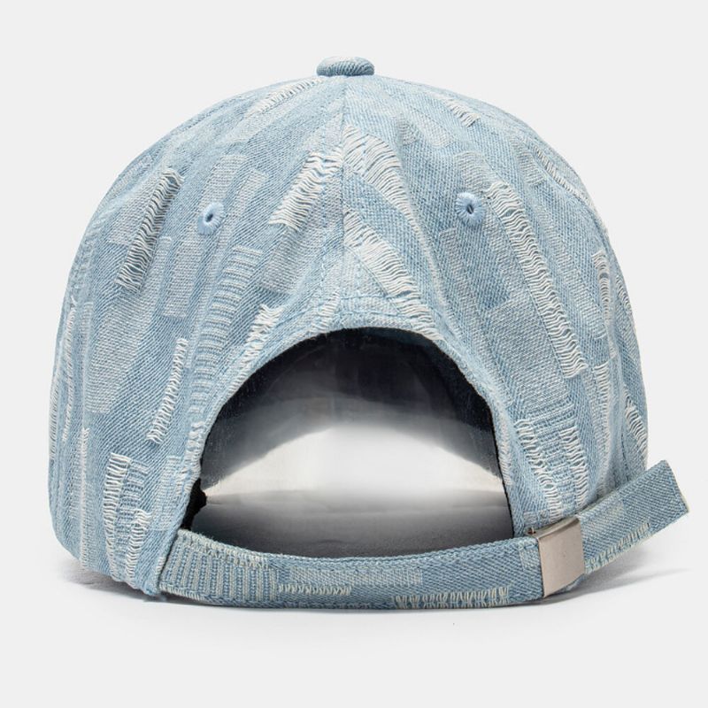 Unisex Washed Denim Hole Verstellbare Retro-sonnenschirm-baseballkappe