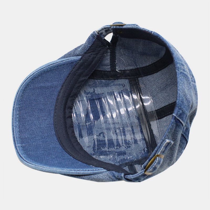 Unisex Washed Denim Saumloch Make-old Retro-sonnenschirm Forward Cap Baskenmütze Caps Flat Hat