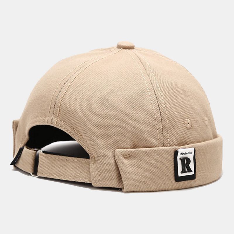 Unisex Wide Brim Letter Label Patch Landlord Cap Casual Sunshade Suncreen Brimless Beanie Skull Cap