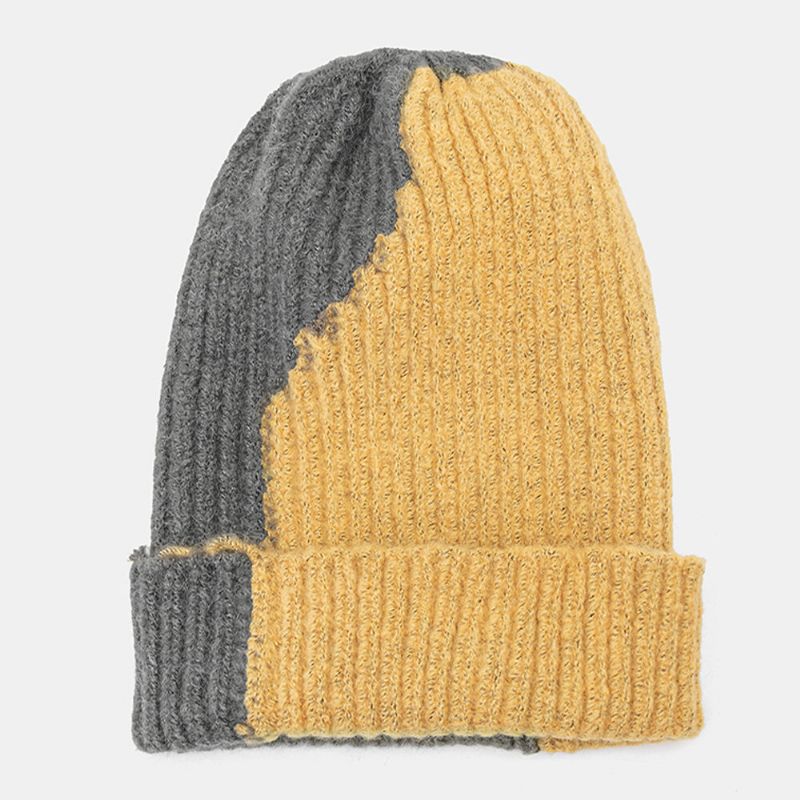 Unisex-winter-farbabstimmung Einfache Strickmütze Outdoor Casual All-match Elastischer Gehörschutz Warme Beanie-mütze