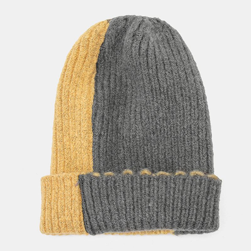 Unisex-winter-farbabstimmung Einfache Strickmütze Outdoor Casual All-match Elastischer Gehörschutz Warme Beanie-mütze