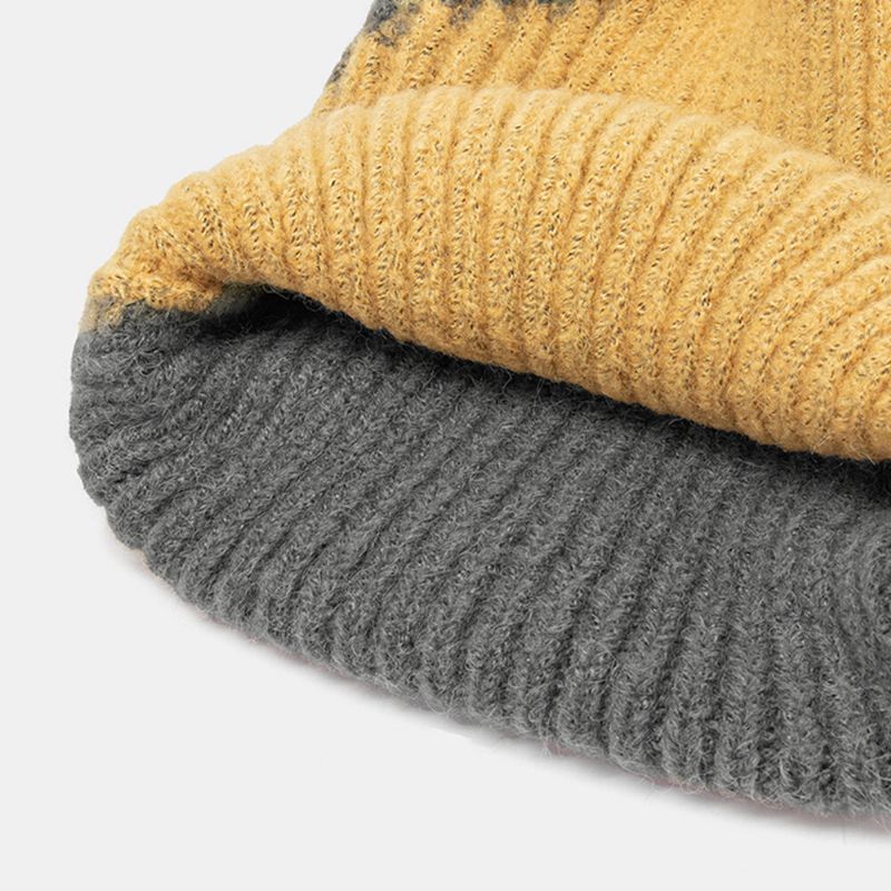 Unisex-winter-farbabstimmung Einfache Strickmütze Outdoor Casual All-match Elastischer Gehörschutz Warme Beanie-mütze