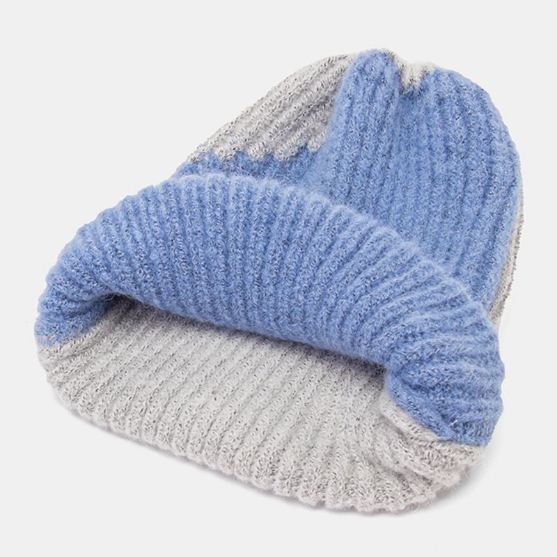 Unisex-winter-farbabstimmung Einfache Strickmütze Outdoor Casual All-match Elastischer Gehörschutz Warme Beanie-mütze