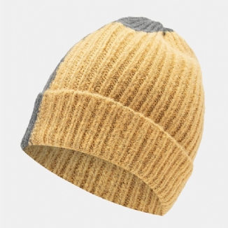 Unisex-winter-farbabstimmung Einfache Strickmütze Outdoor Casual All-match Elastischer Gehörschutz Warme Beanie-mütze