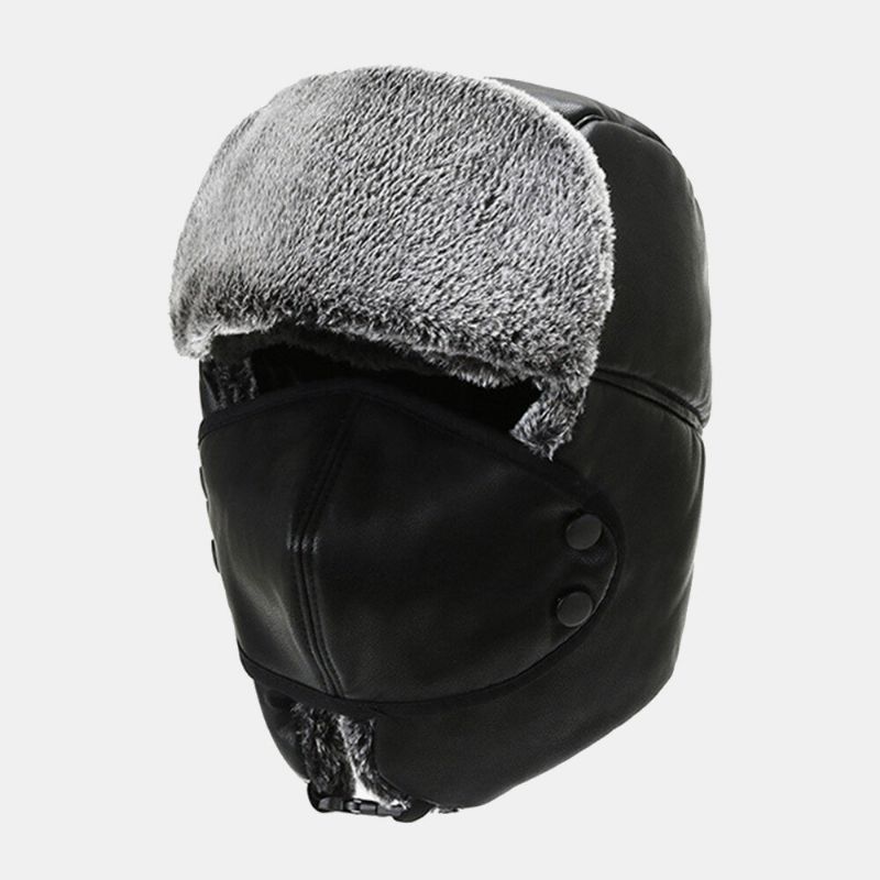 Unisex Winter Verdicken Warme Trappermütze Abnehmbare Maske Vorhang Outdoor Winddicht Gehörschutz Russische Mütze Uschanka-mütze