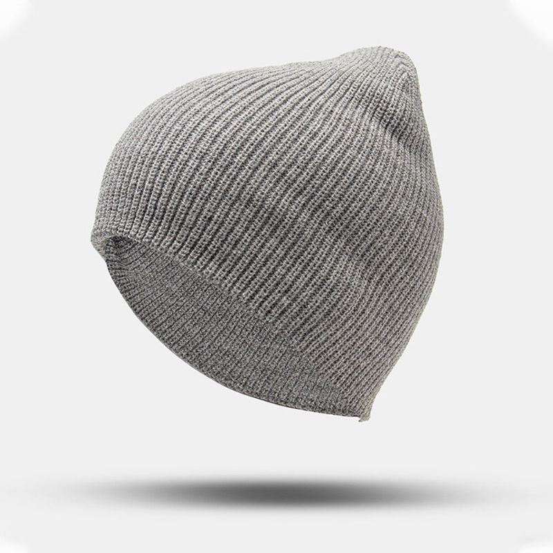 Unisex-wollpatch-beanie-mütze Einfarbige Modische Verstellbare Strickmütze