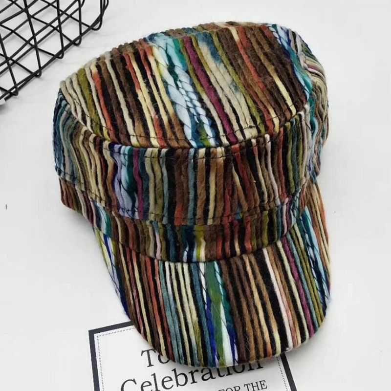 Unisex Woolen Rainbow Color Mixed Color Ethnic Style Casual Sunvisor Baseball Hat