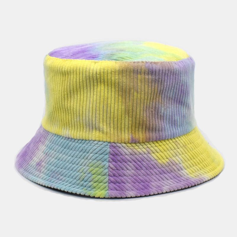 Unsiex Doppelseitiger Tie-dye-cord Und Baumwolle Warmer Weicher Outdoor-casual All-match-fischerhut