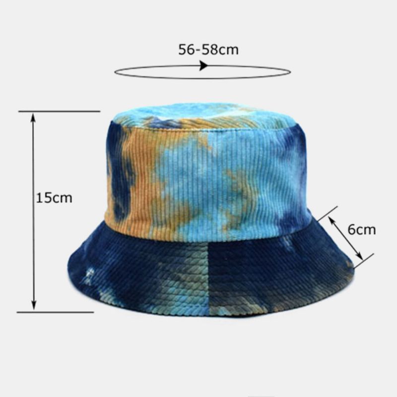 Unsiex Doppelseitiger Tie-dye-cord Und Baumwolle Warmer Weicher Outdoor-casual All-match-fischerhut