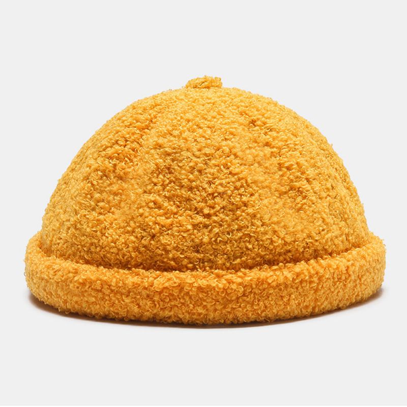 Warme Hausherrenmütze Aus Einfarbigem Unisex-fleece Für Den Außenbereich Lässiger Sonnenschirm Randlose Beanie-schädelmütze