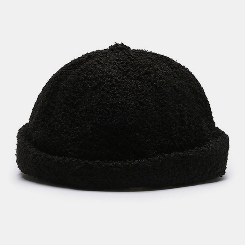 Warme Hausherrenmütze Aus Einfarbigem Unisex-fleece Für Den Außenbereich Lässiger Sonnenschirm Randlose Beanie-schädelmütze