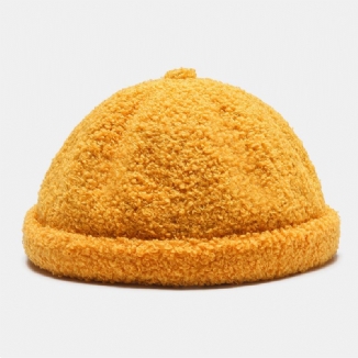 Warme Hausherrenmütze Aus Einfarbigem Unisex-fleece Für Den Außenbereich Lässiger Sonnenschirm Randlose Beanie-schädelmütze