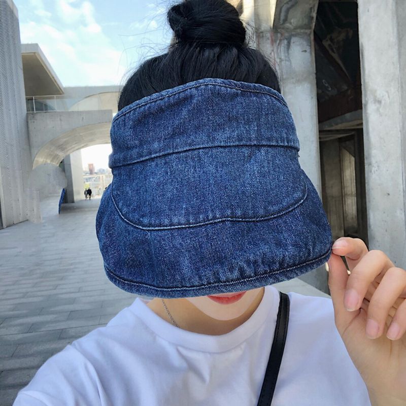 Washed Denim Top Hat Sonnenschutz Atmungsaktiv Verstellbar