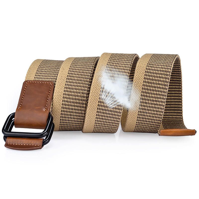 120 cm Weaven Nylon Double Ring Leather Alloy Buckle Belt Military Tactical Durable Pants Strip