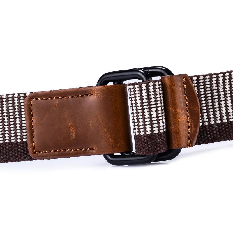 120 cm Weaven Nylon Double Ring Leather Alloy Buckle Belt Military Tactical Durable Pants Strip