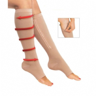 1 Paar Zip Sox Kompressionssocken Reißverschluss Beinstütze Kniestrümpfe Offene Spitze