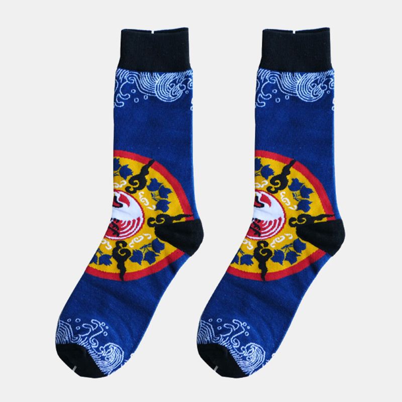 3 Paar Unisex-baumwoll-jacquard-karikaturmuster Atmungsaktive Modische Socken