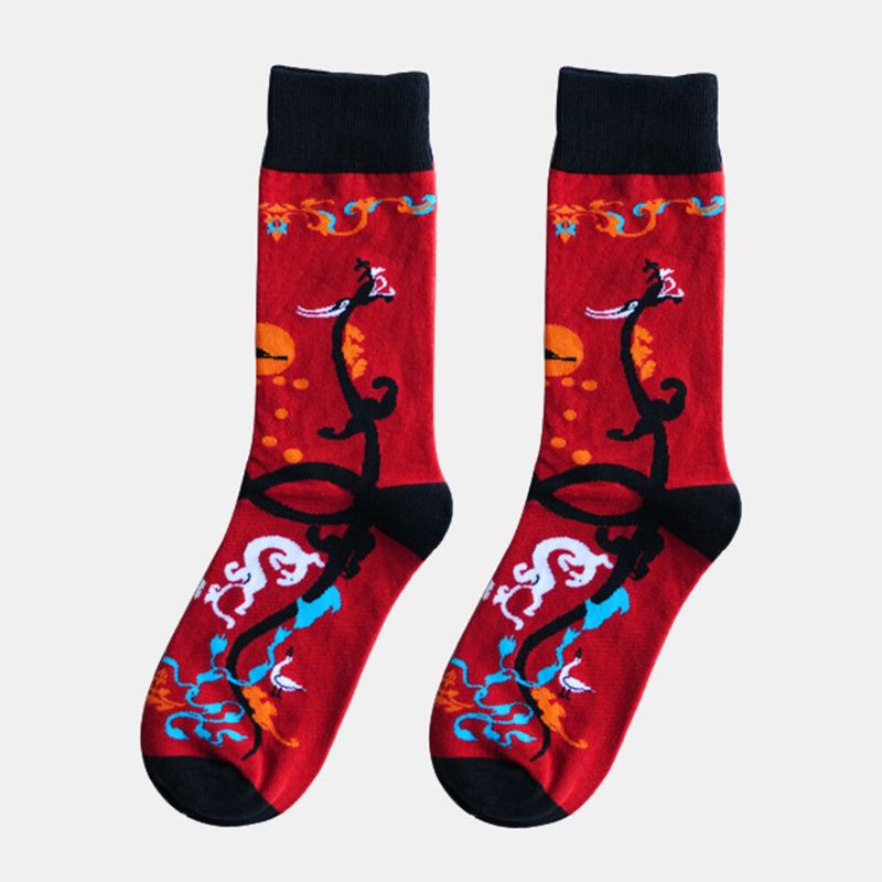 3 Paar Unisex-baumwoll-jacquard-karikaturmuster Atmungsaktive Modische Socken